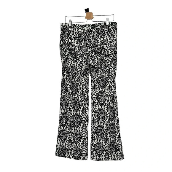 SW3 Bespoke Damask Print Linen Blend Wide Leg Pants Black White Size 6 - Picture 7 of 11